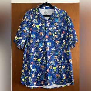 Mens Buc-ees Blue Hawaiian Camper Style Button Down Shirt XXL